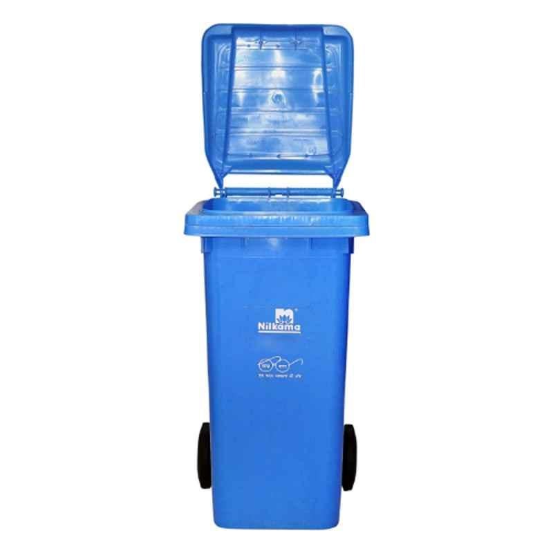 Nilkamal 120 Litre Blue Virgin Plastic Wheel Dustbin, WB120L, Dimension: 92x48x55 cm