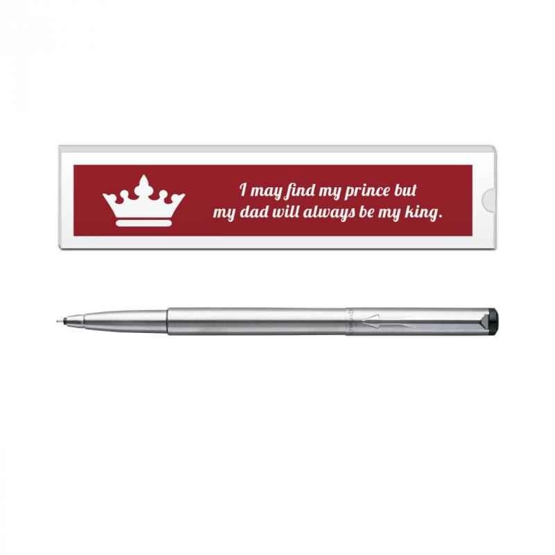 Parker Vector Stainless Steel CT Roller Ball Pen with Dad Quote-4, 9000020198