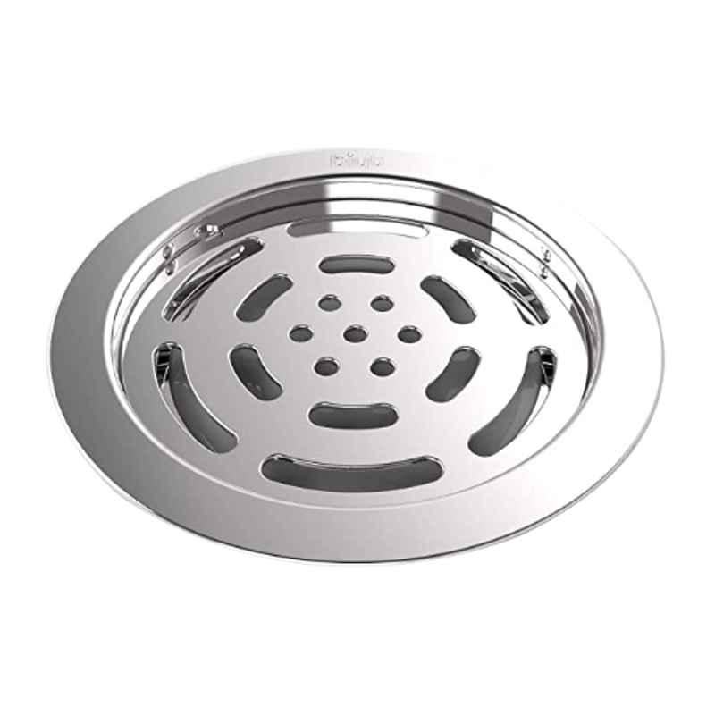 Biut 5 inch Stainless Steel 304 Glossy Finish Silver Round Floor Drain with Frame, AL-81
