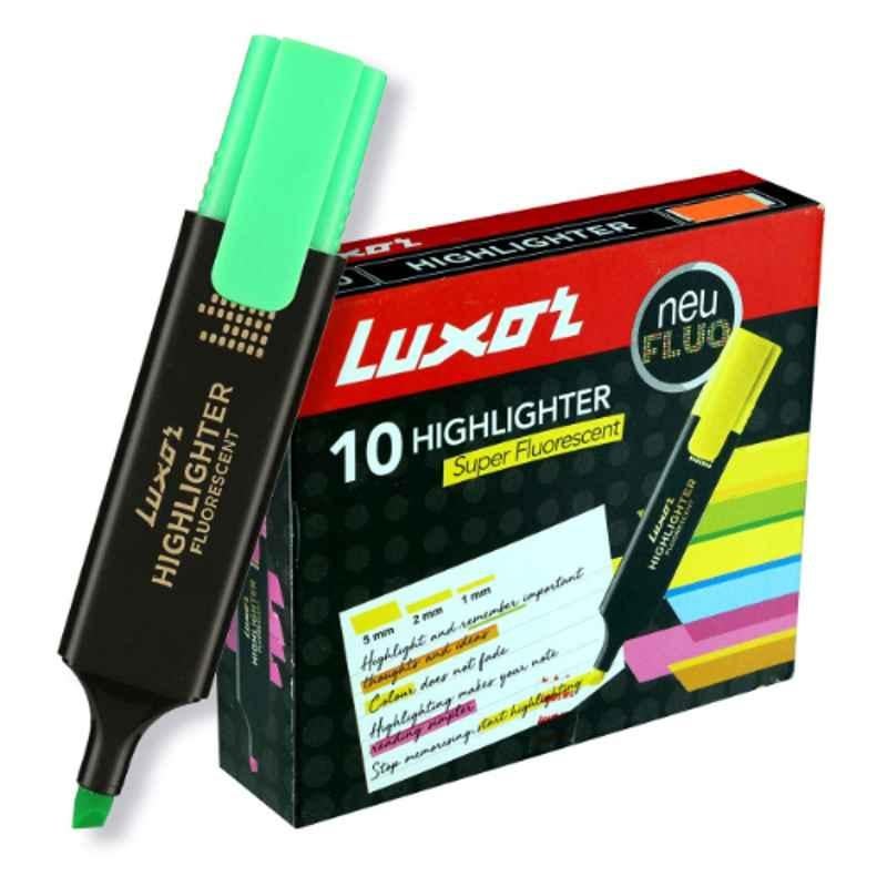 Luxor Super Fluorescent 0.3mm Green Plastic Highlighter, 1851 (Pack of 500)