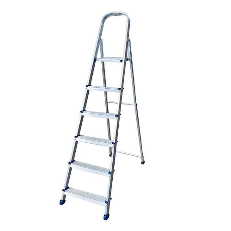 TNC Blue 6 Steps Aluminium Adjustable Ladder with Platform