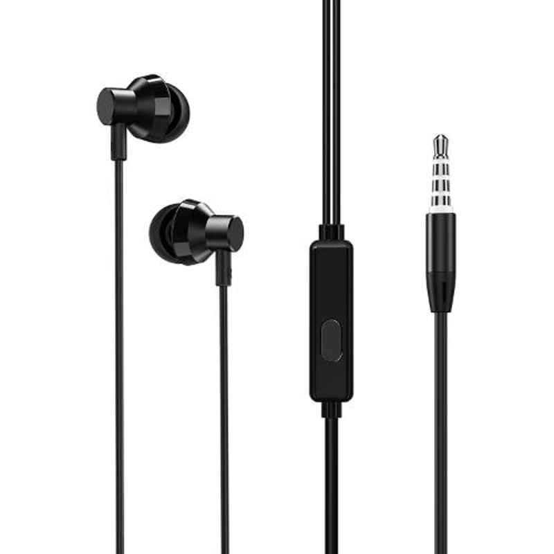 Flix Black Enameled Wire TPE High Elastic Flat Braid Earphones, XEP-E21