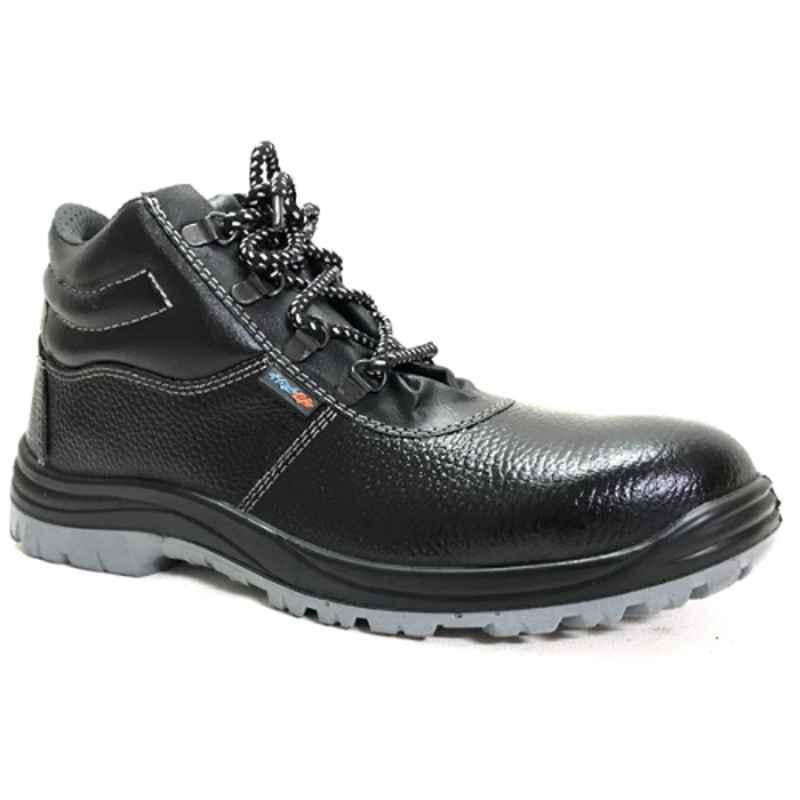 High Lite HL-1009-2 Leather Steel Toe Black Industrial Work Safety Shoes, Size: 8