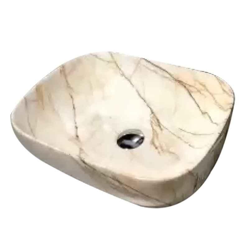 Hisre 45x33x12.7cm Ceramic Brown & White Table Top Wash Basin, SKT401