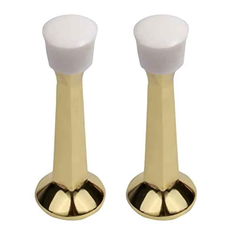 Screwtight 3 inch Zinc Polished Brass Lacquered Finish Skirting Mount Door Stopper for Home, Office & Hotel, â€ŽZ230403PBL-2 (Pack of 2)