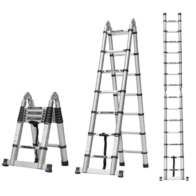 Corvids 14 Step Aluminium Portable & Compact Telescopic A Type Ladder, CALT-D44