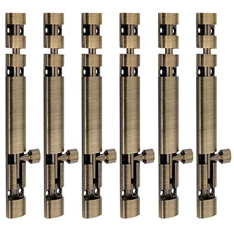 Screwtight Xylo 4 inch Aluminium Antique Brass Finish Tower Bolt, XYLO-BA-4IN-6 (Pack of 6)