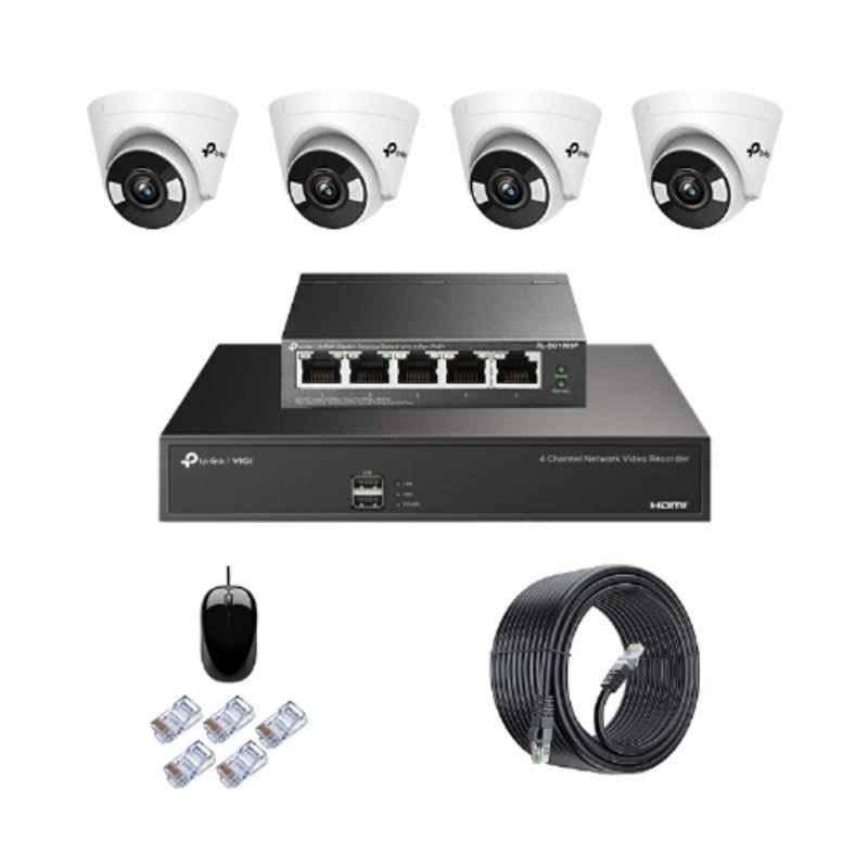 TP-Link VIGI C430 3MP Full Colour Indoor Network IP Combo Kit with 4 Channel NVR, 4 Cameras, 5 Port POE Switch, D-LINK 100M LAN Cable