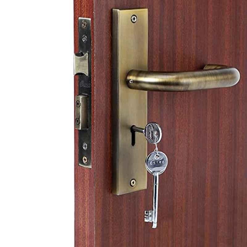 Homexpert MG1103 8 inch 60mm Stainless Steel Antique Brass Finish Cylindrical Plate Mortise Door Lock Set