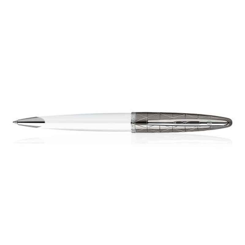 Waterman Black Ink Carene Comtemperoy White & Gun Metal  ST Ball Pen