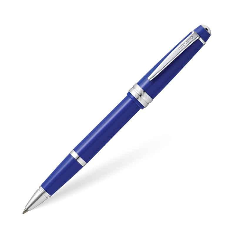 Cross Bailey Black Ink Gloss Blue Resin Polished Roller Ball Pen with 1 Pc Black Gel Ink Tip Set, AT0745-4