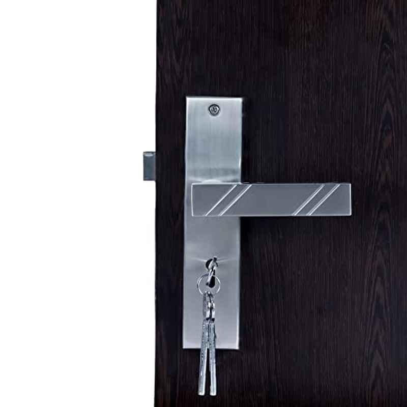 Saze â€ŽStainless Steel 304 â€ŽSilver â€ŽMatt Finish â€ŽSquare Heavy Duty Mortise Door Lock Set for Main Door, KY-ALTIS