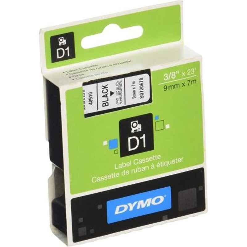 Dymo S0720670 9mmx7m Black Print on Clear D1 Tape