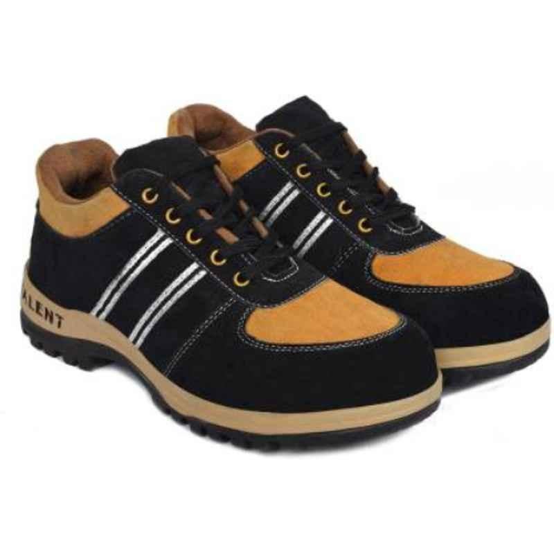 Adzon Talent Leather Black & Brown Steel Toe Safety Shoes, 2134, Size: 7