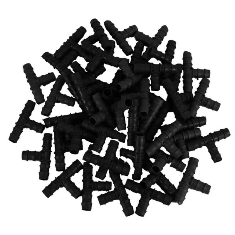Cinagro 50 Pcs 16mm Plastic Tee Pipe Connector Set, CIN-DIA-16T-P50-BLK