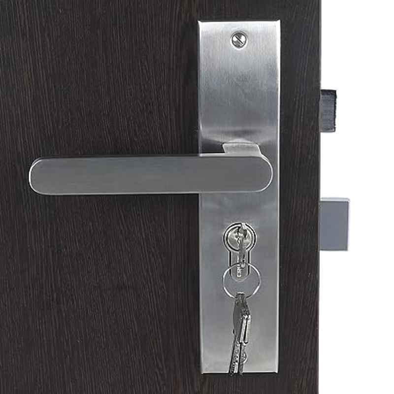 Handle Waala LB304-CYS-BSK 8 inch 60mm Stainless Steel Silver Cylindrical Plate Both Side Key Mortise Door Lock Set