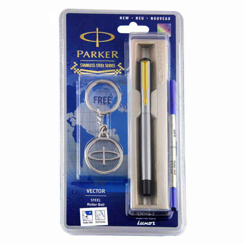 Parker Vector SS GT Roller Ball Pen with Free Key Chain, 9000022485