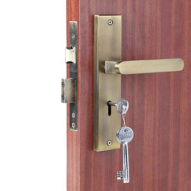 Homexpert LB304 8 inch 60mm Stainless Steel Antique Brass Finish Cylindrical Plate Mortise Door Lock Set