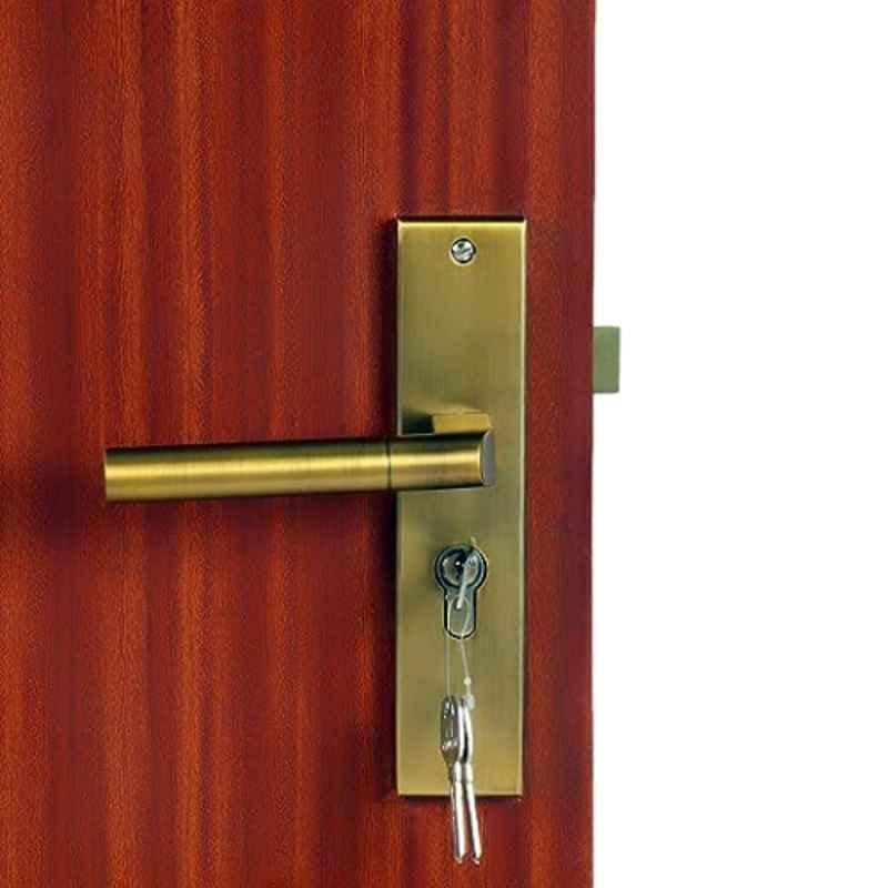 Homexpert MG303 8 inch 60mm Stainless Steel Antique Brass Finish Cylindrical Plate Both Side Key Mortise Door Lock Set