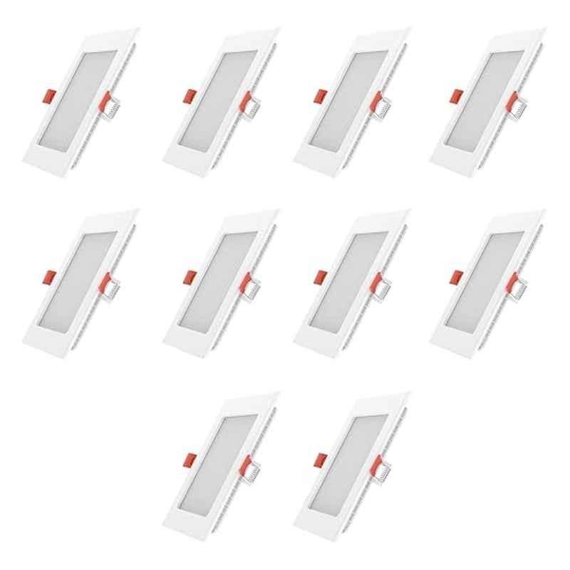 FYBROS Faro 12W Polycarbonate Warm White Square LED Panel Light, FLS5083J (Pack of 10)