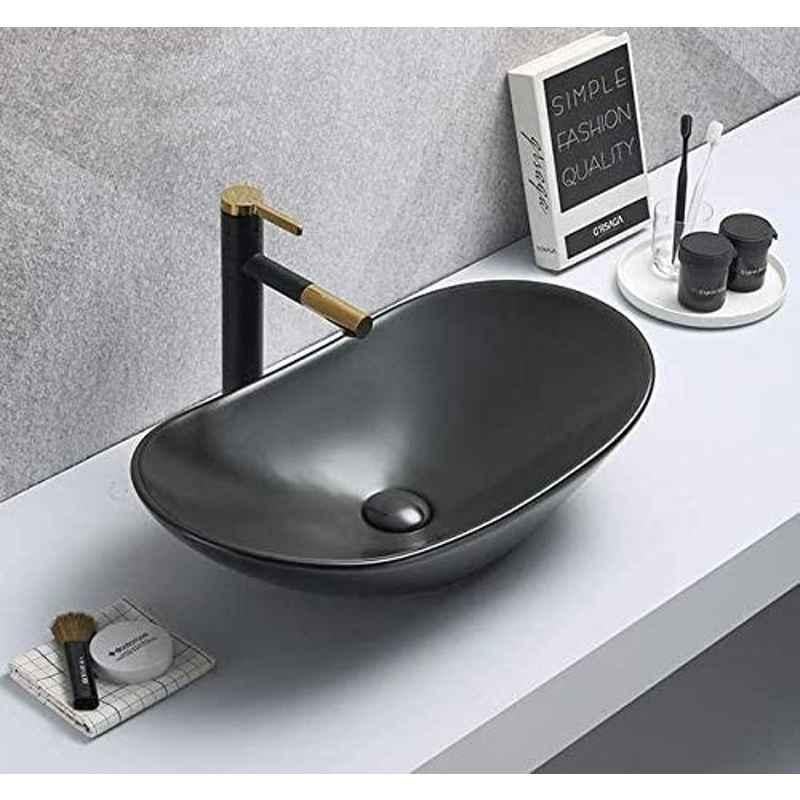 Bassino Art 63x36x15cm Ceramic Black Wash Basin, BTT_1036