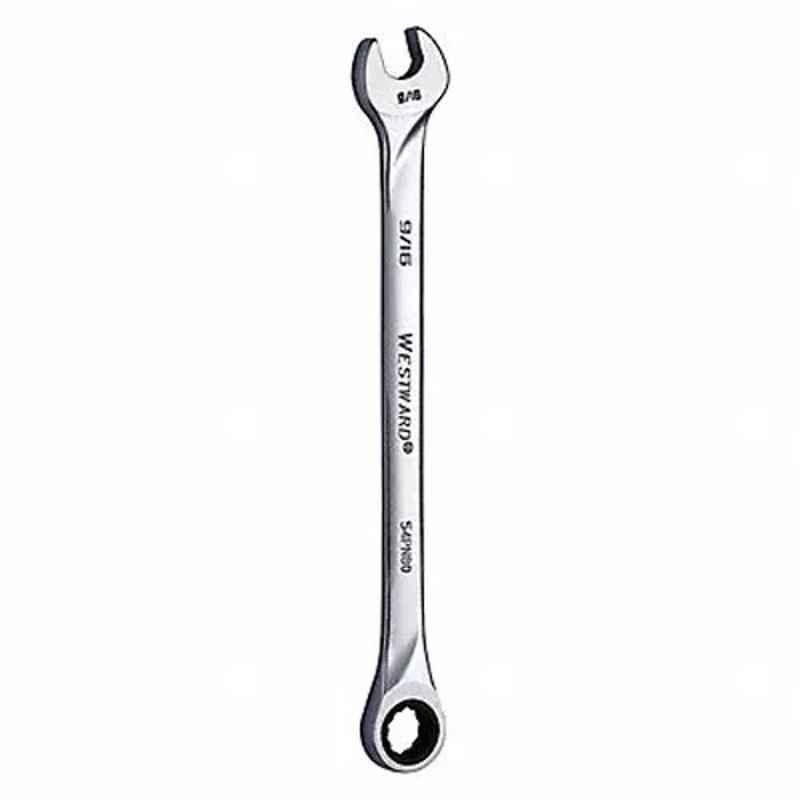Westward 9-1/8 inch Alloy Steel Chrome Ratchet Wrench, 54PN80