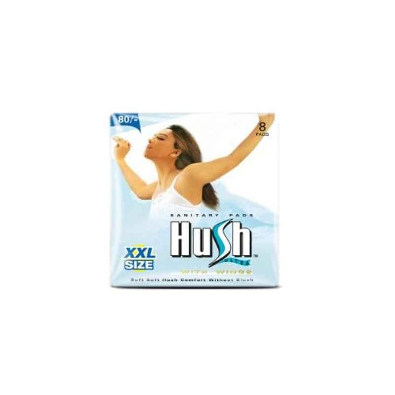 Hush Ultra Thin 8 Pcs 320mm Straight Sanitary Napkins with Wings, HUT-4-7 (Pack of 5)