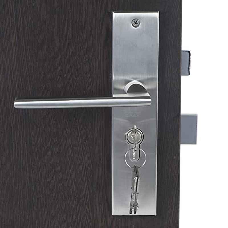 Homexpert Luna-CYS-BSK 8 inch 60mm Stainless Steel Silver Cylindrical Plate Both Side Key Mortise Door Lock Set