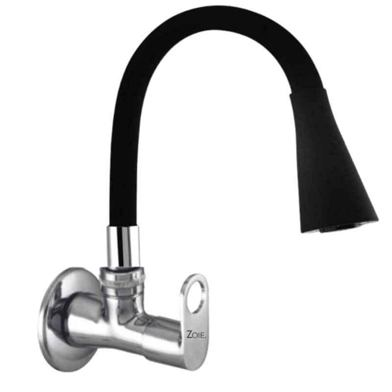 Zoie Orneo Brass Chrome Finish Dual Flow Kitchen Sink Tap with Black Flexible Silicone Swivel Spout, Z31040