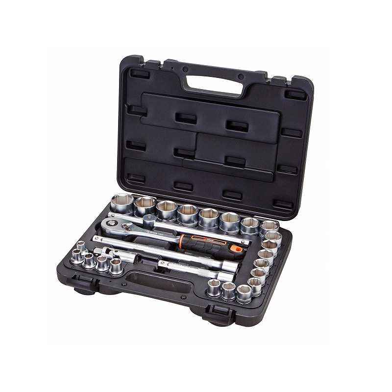 Groz 27 Pieces 1/2 Inch Drive Hex Socket Set In Moulded Cases, KIT/SKT/H/1-2/27/UG