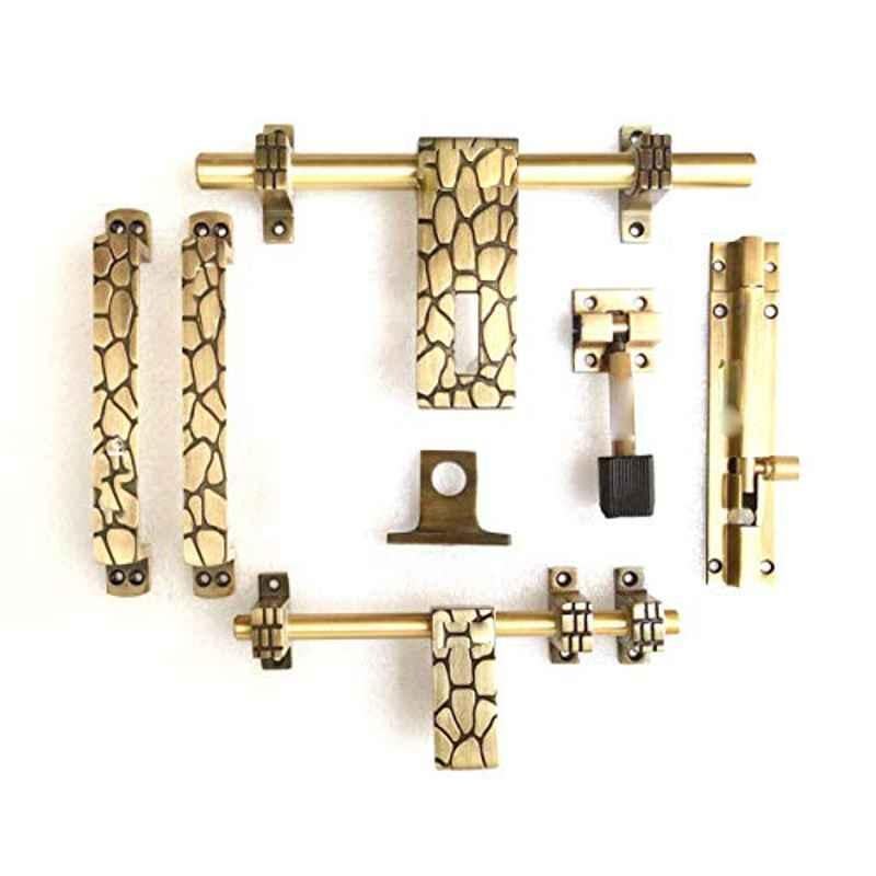 Jovial 6 Pcs Aluminium Antique Brass Single Door Fitting Accessories Kit, 1027-KT-137