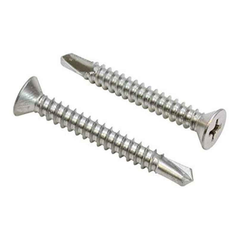 RKGD 50 Pcs 4.2x50 mm Stainless Steel 410 Silver Self Drilling Screw Set