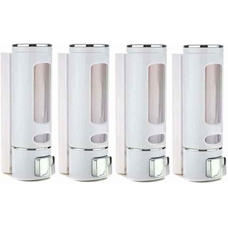 Fastgear 400ml ABS Wall Mounted Cylindrical White Liquid Soap Dispenser (Pack of 4)