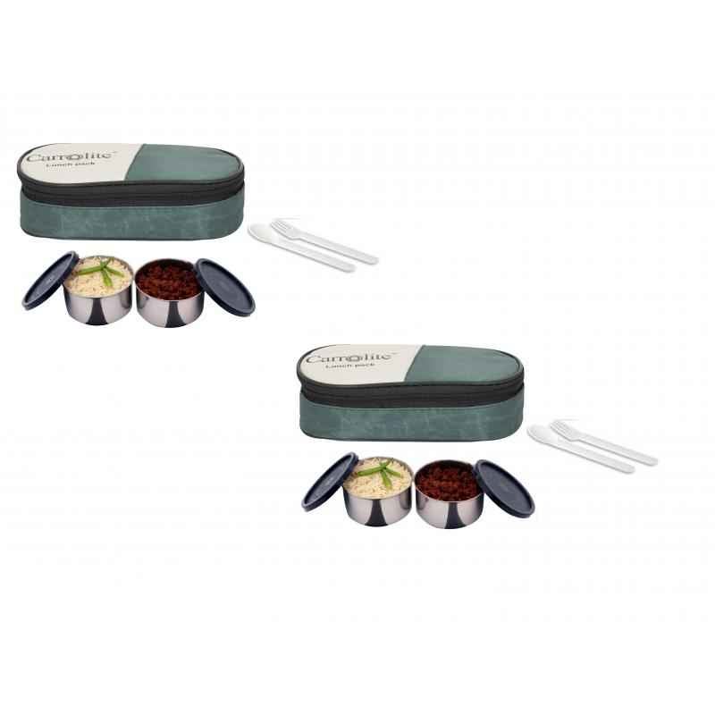 Carrolite 400ml Green & Black Stainless Steel Lunchbox Buy 1 Get 1 Free, Comboblack_003