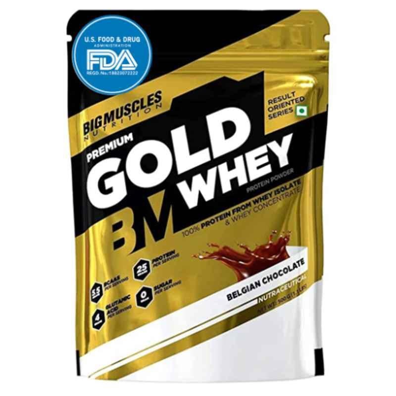 Big Muscles 1kg Belgian Chocolate Premium Gold Whey Protein