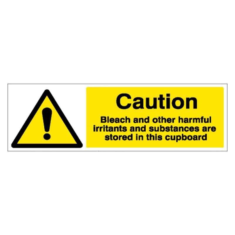 SUNSIGNS 600x200mm Vinyl & ACP Sheet Caution Bleach And Other Harmful Irritants and Substances are Stored in This Cupboard Signage, SN0077VNLM3HPIFAM