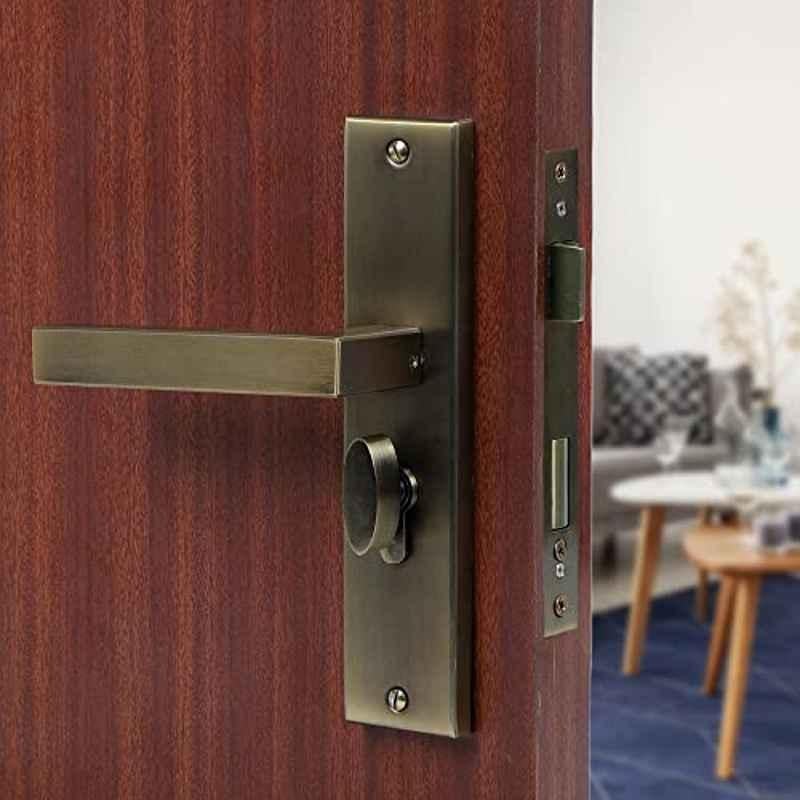 Voltizi 8 inch Stainless Steel 304 Antique Finish Cylindrical Plate Mortise Door Lock Handle Set with One Side Key, LB-201