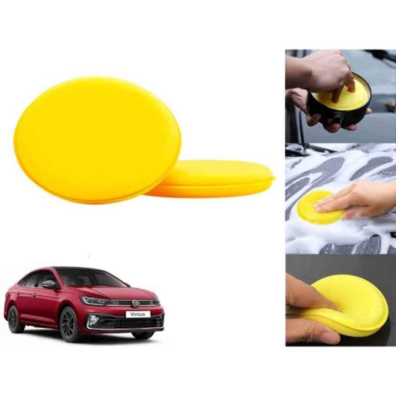 Auto Pearl Polyurethane Beige Washing & Waxing Polish Foam Sponge for Virtus (Pack of 2)