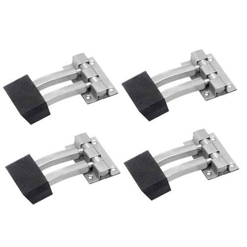 Nixnine 3 inch Stainless Steel Double Floor Door Stopper with Rubber Tip, SQR_DBL_A-520_4PS (Pack of 4)