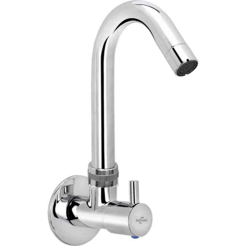 Neelkund Flora Brass Silver Chrome Finish Sink Tap for Bathroom & Kitchen