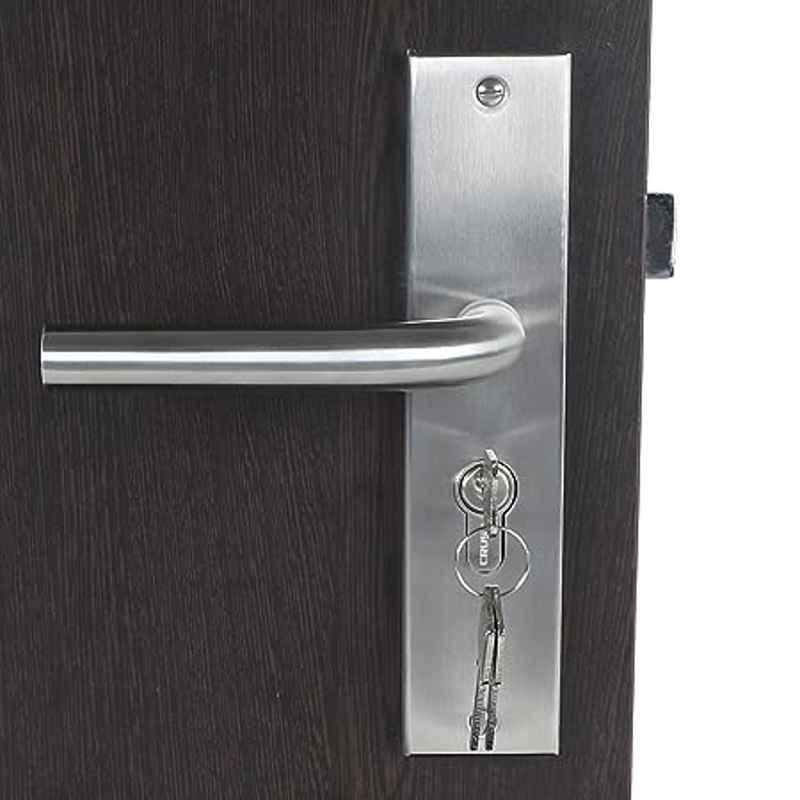 Handle Waala MG1106-CYS-BSK 8 inch 60mm Stainless Steel Silver Cylindrical Plate Both Side Key Mortise Door Lock Set