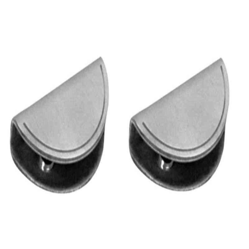 Smart Shophar 1.5 inch Stainless Steel Silver D Type Glass Shelf Bracket 6 mm, SHA40SB-DTYP-1.5SL06-P2 (Pack of 2)