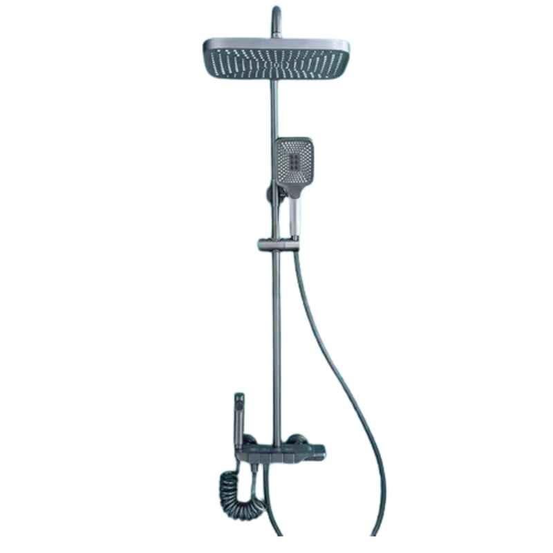 ZeeCry 4-in-1 Grey PVD Painted Brass & Stainless Steel Wall Mount Thermostatic Rainfall Modular Shower Panel