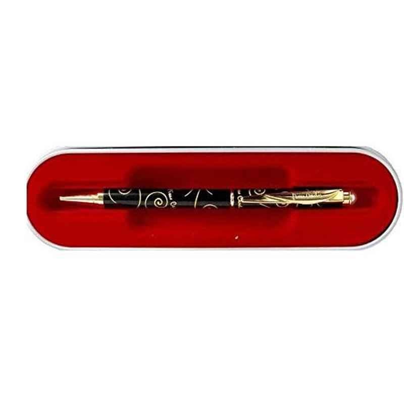 Pierre Cardin Blue Ink Pearl Floral Black & Gold Pen