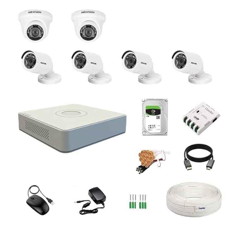 Hikvision 2MP 1TB HDD 8 Channel DVR Day & Night CCTV Camera Kit with 2 Pcs Dome & 4 Pcs Bullet Camera