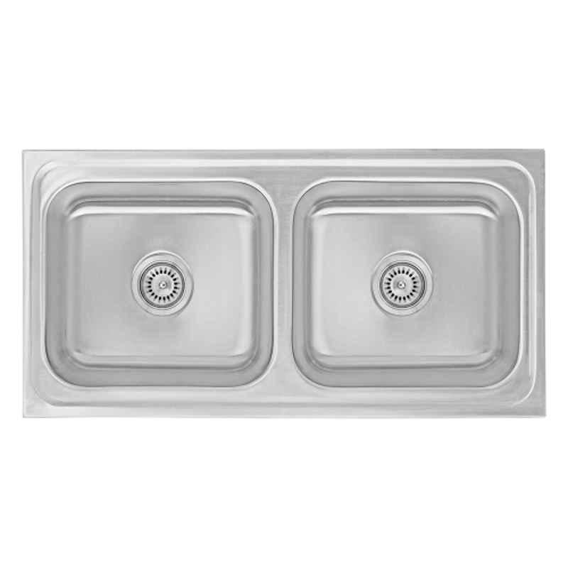 Neelkanth Die Pressed 927x470mm Stainless Steel Double Bowl Matt Kitchen Sink, NKR-DD-DB 3618 M