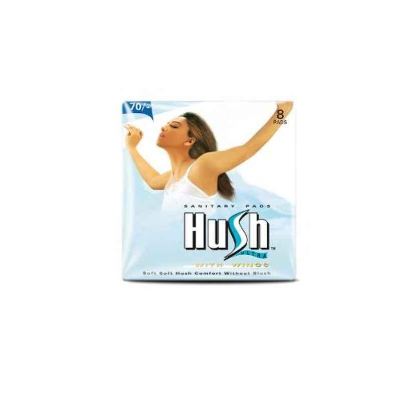 Hush Ultra Thin 8 Pcs 280mm Straight Sanitary Napkins with Wings, HUT280-8-7 (Pack of 5)