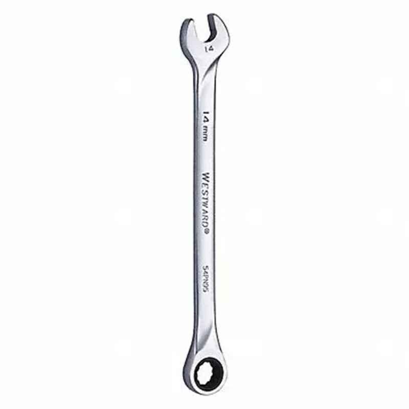 Westward 9-1/8 inch Alloy Steel Chrome Ratchet Wrench, 54PN95