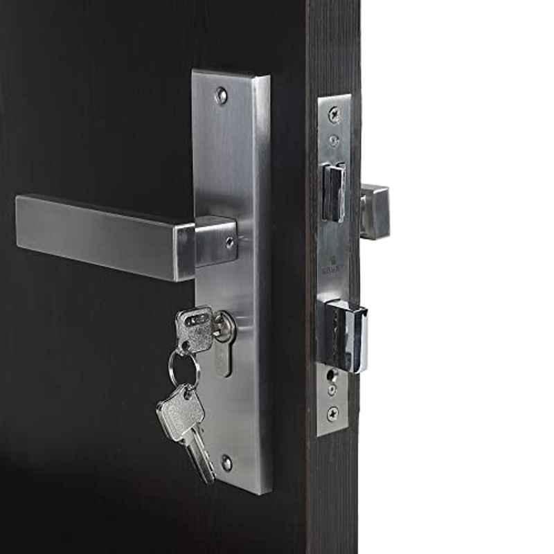 Homexpert LB1007-CYS 8 inch 60mm Stainless Steel Silver Cylindrical Plate One Side Key Mortise Door Lock Set