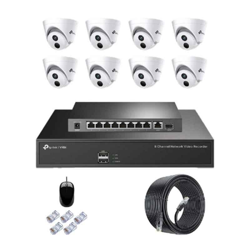 TP-Link VIGI C420I 2MP Indoor Network IP Combo Kit with 8 Channel NVR, 8 Cameras, 10 Port POE Switch, D-LINK 100M LAN Cable & Connectors